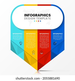 Plantilla de diseño infográfico. Concepto creativo con 4 pasos. Se puede utilizar para diseño de flujo de trabajo, diagrama, banner, diseño web. Ilustración del vector