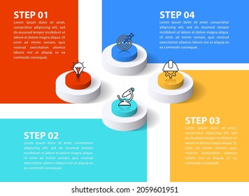 Infographic design template. Creative concept with 4 steps. Can be used for workflow layout, diagram, banner, webdesign. Vector illustration