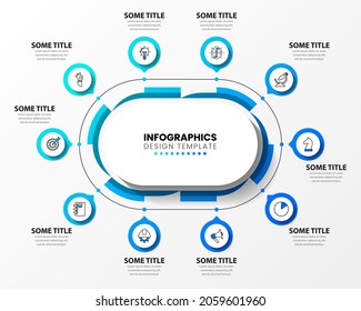 Infographic design template. Creative concept with 10 steps. Can be used for workflow layout, diagram, banner, webdesign. Vector illustration