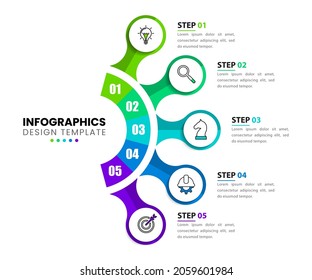 Infographic design template. Creative concept with 5 steps. Can be used for workflow layout, diagram, banner, webdesign. Vector illustration