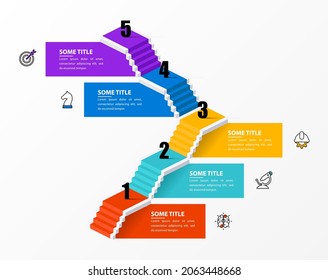 Infografische Design-Vorlage. Kreatives Konzept mit 5 Schritten. Kann für Workflow-Layout, Diagramm, Banner, Webdesign verwendet werden. Vektorgrafik