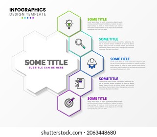 Infographic design template. Creative concept with 5 steps. Can be used for workflow layout, diagram, banner, webdesign. Vector illustration