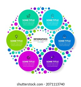 Infographic design template. Creative concept with 6 steps. Can be used for workflow layout, diagram, banner, webdesign. Vector illustration