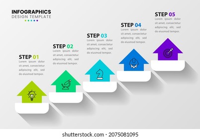 Infografische Design-Vorlage. Kreatives Konzept mit 5 Schritten. Kann für Workflow-Layout, Diagramm, Banner, Webdesign verwendet werden. Vektorgrafik