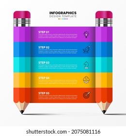 Infographic design template. Creative concept with 5 steps. Can be used for workflow layout, diagram, banner, webdesign. Vector illustration.