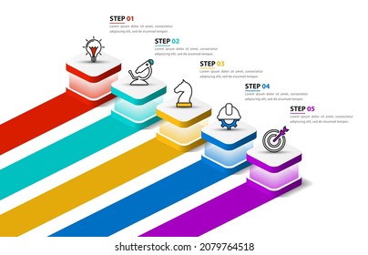 Infographic design template. Creative concept with 5 steps. Can be used for workflow layout, diagram, banner, webdesign. Vector illustration