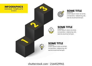 Infographic design template. Creative concept with 3 steps. 3D cubes. Can be used for workflow layout, diagram, banner, webdesign. Vector illustration