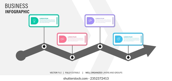 Plantilla de diseño infográfico. Concepto creativo con 4 pasos
