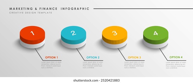 Infographic design template. Creative concept with 4 steps. Can be used for workflow layout, diagram, banner, webdesign. Vector 3d illustration.
