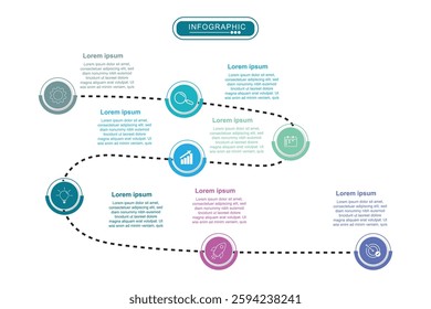 Infographic design template. Creative concept with 7 steps. Can be used for workflow layout, diagram, banner, web design. Vector illustration
