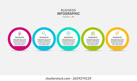 Modelo de design infográfico. Conceito criativo com 5 passos