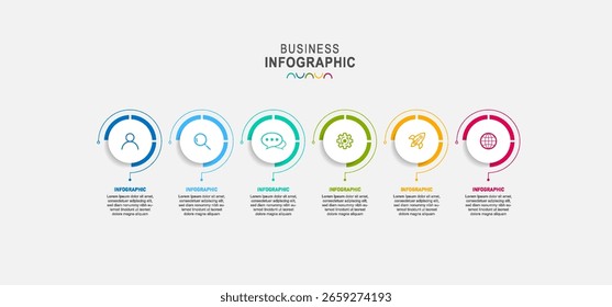 Plantilla de diseño infográfico. Concepto creativo con 6 pasos