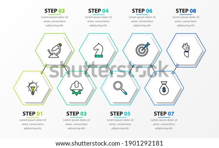 Infographic design template. Creative concept with 8 steps. Can be used for workflow layout, diagram, banner, webdesign. Vector illustration