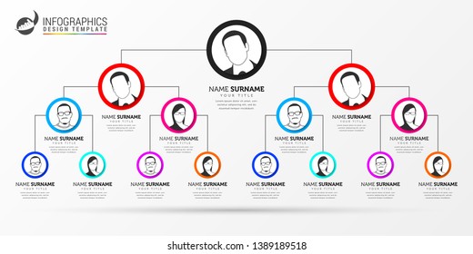 Infographic design template. Creative organization chart. Can be used for workflow layout, diagram, banner, webdesign. Vector illustration