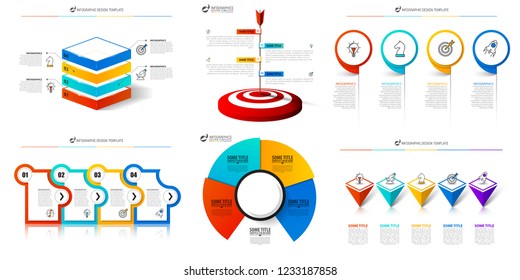 Infographic design template. Creative set of diagrams. Can be used for workflow layout, diagram, banner, webdesign. Vector illustration