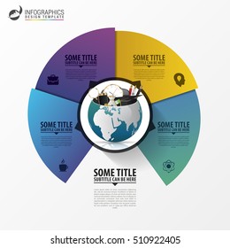 Infographic design template. Creative world. Colorful circle with icons. Vector illustration.