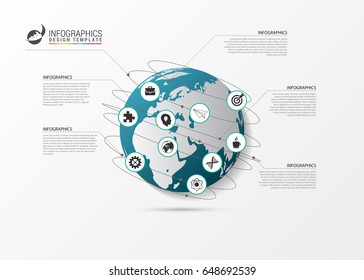 Infographic design template. Creative world. Colorful circle with icons. Vector illustration