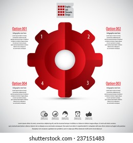 Infographic design template  - display information with original and modern style. All elements in separate layers - background,gear shape,infographics text. 