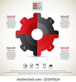 Infographic design template- display information with original and modern style. All elements in separate layers - background,gear shape,infographics text.