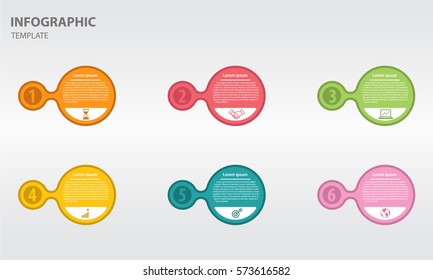 Infographic design template double circle with numbers six option