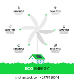 Infographic design template. Eco concept with 6 steps. Can be used for workflow layout, diagram, banner, webdesign. Vector illustration