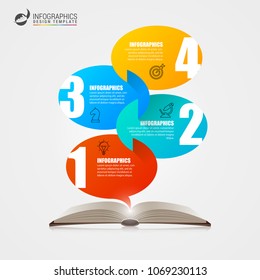 Infographic design template. Education concept with book. Vector illustration