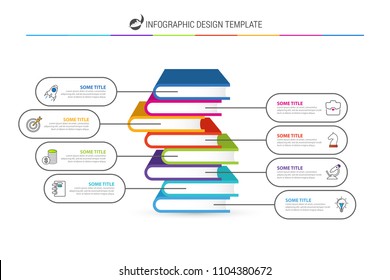 Infographic design template. Education concept with 8 steps. Can be used for workflow layout, diagram, banner, webdesign. Vector illustration