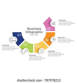 Infographic Design Template Five Option Or Process For Business