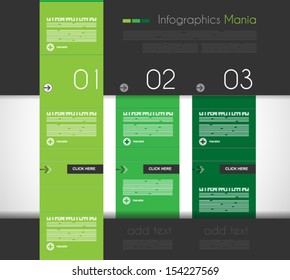 Plantilla de diseño infográfico con paneles de diseño plano y colores uniformes claros.