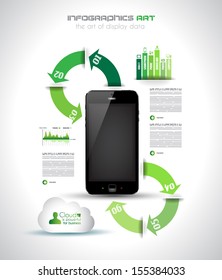 Infographic design template with flat design panels and clear uniform colours.