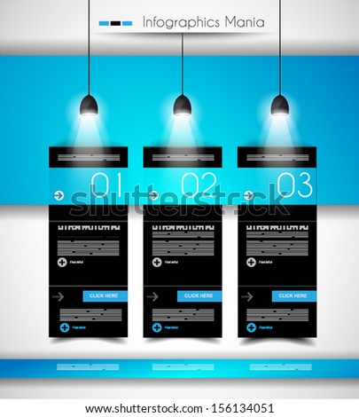 Infographic design template with flat design panels and clear uniform colours.