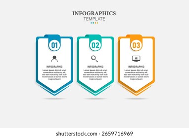 Infographic design template in the form of paper arrows pointing down. 3 options Can be used for web design, diagram, chart, graph, step options, business presentation