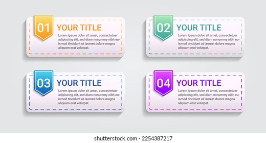 Plantilla de diseño infográfico con cuatro opciones o pasos. Infografías para presentaciones, informes financieros, diseño web e informes anuales.