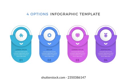 Infographic design template with four parts with place for icons and text, process, workflow template, vector eps10 illustration