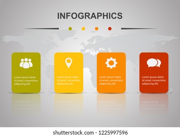 Infographic design template with four rectangles, stock vector