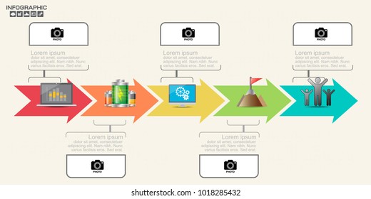 Infographic design template with frame for your text and photo, can be used for workflow layout, diagram, report, web design. 