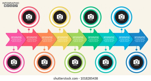 Infographic design template with frame for your text and photo, can be used for workflow layout, diagram, report, web design. 