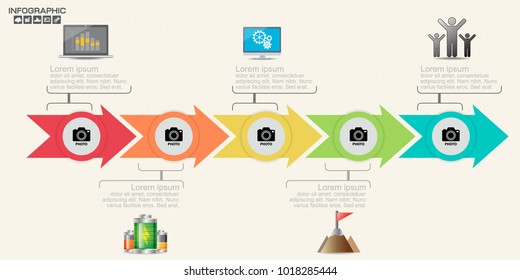 Infographic design template with frame for your text and photo, can be used for workflow layout, diagram, report, web design. 