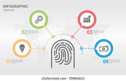 Infographic design template with fringer print sign and circle 4 option