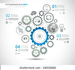 Plantilla de diseño gráfico con cadena de engranajes. Ideal para mostrar información, clasificación y estadísticas con estilo original y moderno.