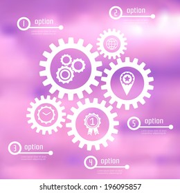 Infographic design template with gear chain. Ideal to display information, ranking and statistics. Vector illustration. 
