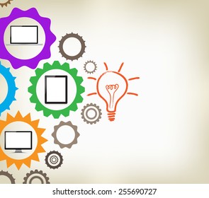 Infographic design template with gear chain background