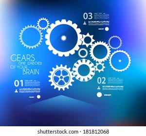 Infographic design template with gears. Idea to display information, ranking and statistics with original and modern style.