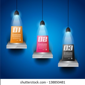 Infographic design template with glass surfaces.and spotlights. Ideal to display information, ranking and statistics with orginal and modern style.