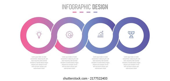 Infographic design template. Gradient 4 step circular infografic with modern elements. Infograph design text EPS 10 