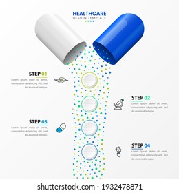 Infographic Design Template. Healthcare Concept With 4 Steps. Can Be Used For Workflow Layout, Diagram, Banner, Webdesign. Vector Illustration