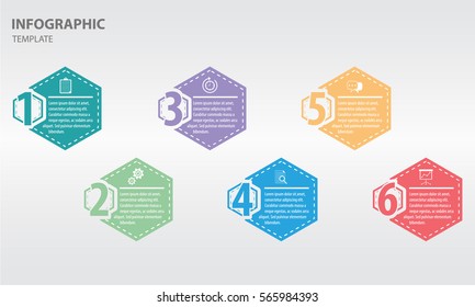 Infographic design template with hexagon six option