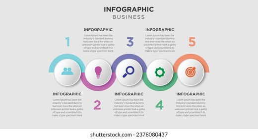 Plantilla de diseño gráfico con icono 5 pasos