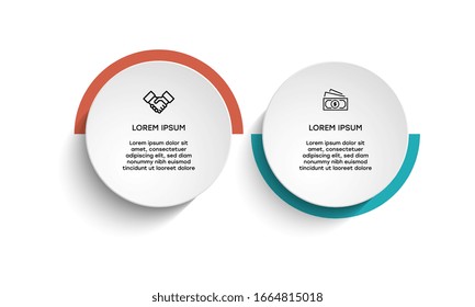 Infographic design template with icons and 2 options or steps. Business concept. Can be used for process diagram, presentations, workflow layout, banner, flow chart, info graph