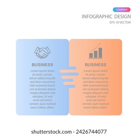Infographic design template with icons and 2 options or steps for plans.